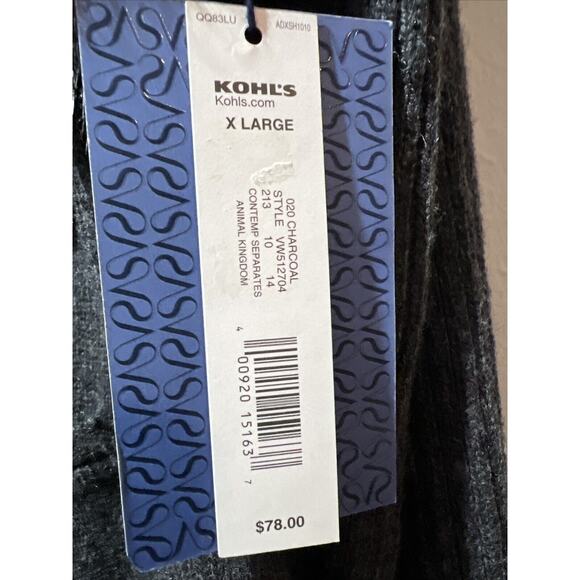 SIMPLY VERA WANG XL Fur Front Wool Blend Sweater Cardigan Charcoal Gray $78 NWT - Picture 2 of 13